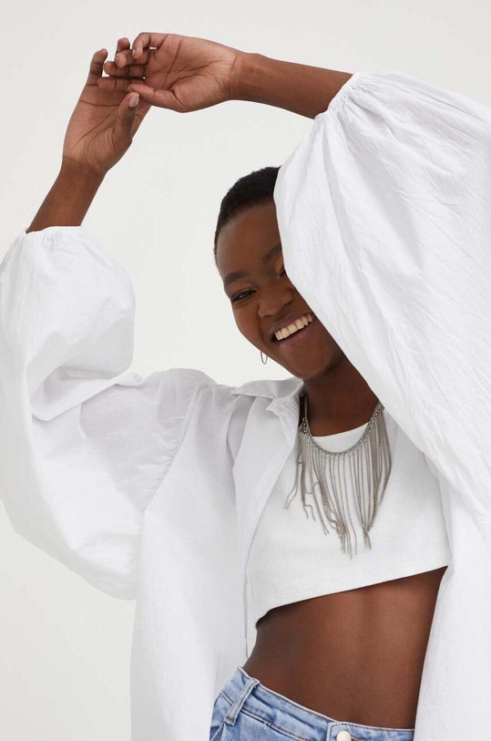 Βαμβακερό πουκάμισο Answear.LAB X limited collection SISTERHOOD s22146.w λευκό WW23