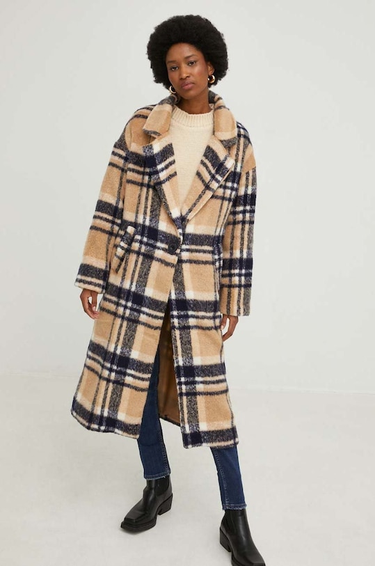 Answear Lab płaszcz nieocieplane beżowy 95045a.js1