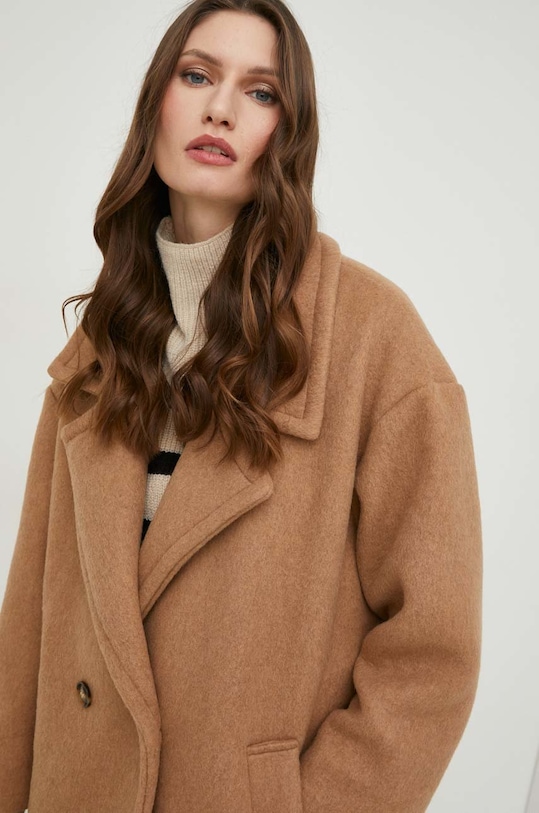 Answear Lab płaszcz wełniany brązowy 9935.2h