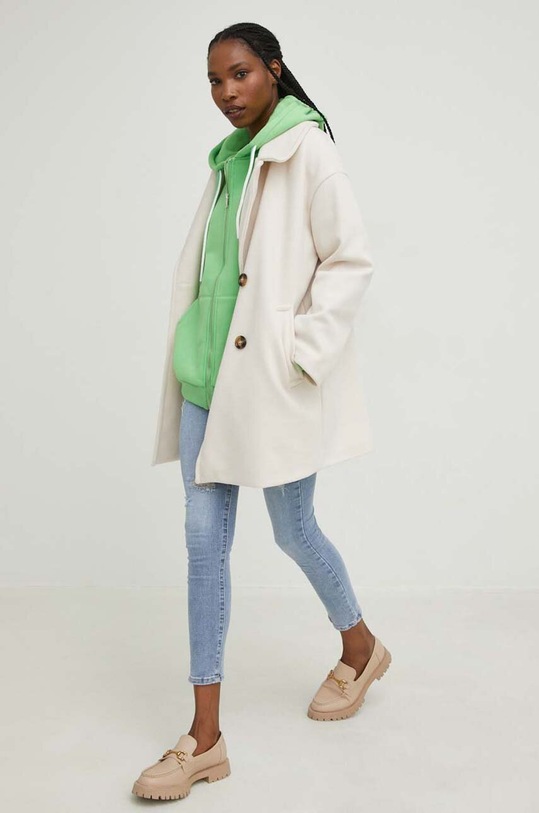 Answear Lab płaszcz z wełną AH22456.WK beżowy WW23