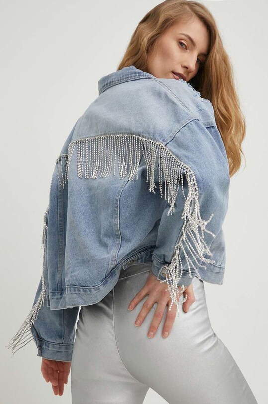Τζιν μπουφάν Answear Lab X limited collection SISTERHOOD χωρίς κουκούλα μπλε LR2279.WK