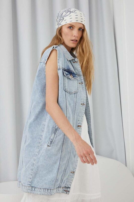Γιλέκο τζιν Answear Lab X limited collection BE SHERO χωρίς κουκούλα μπλε 0920..KK