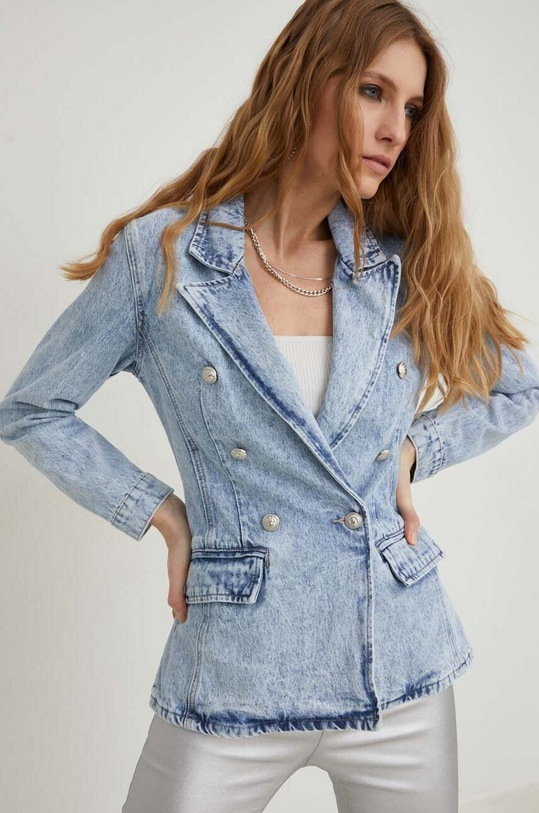 Džínové sako Answear.LAB X limitovaná kolekce SISTERHOOD látka modrá g1513.db