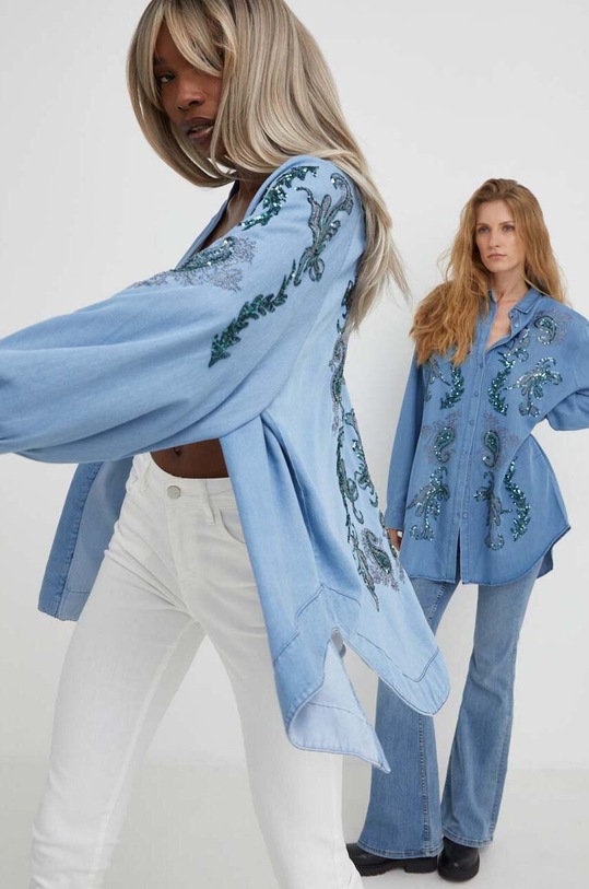 Answear Lab narzutka X kolekcja limitowana BE SHERO aplikacja niebieski 32185.KK