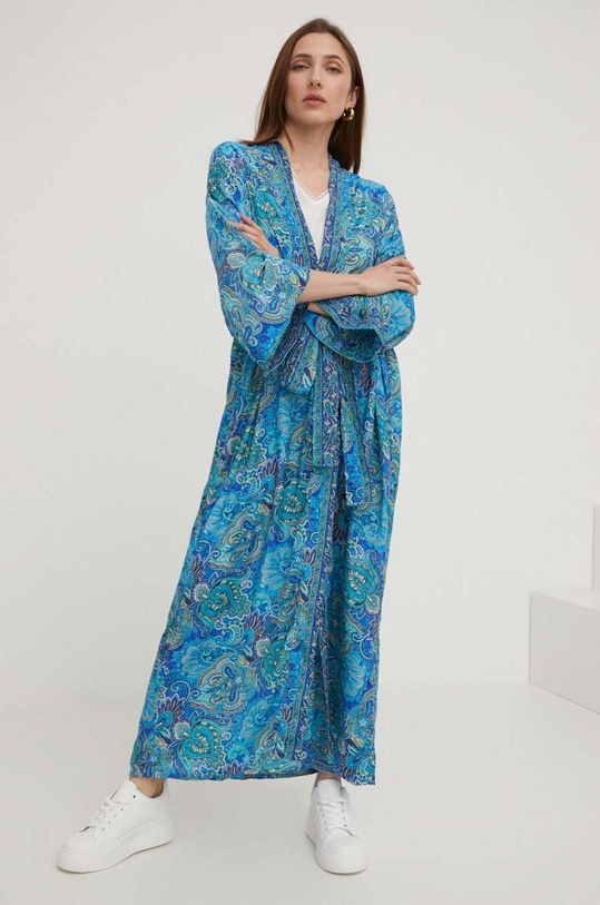 Answear Lab kimono jedwabne tkanina niebieski K01.WK