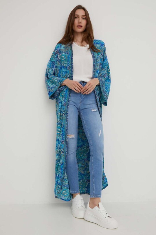 Answear Lab kimono jedwabne K01.WK niebieski WW23