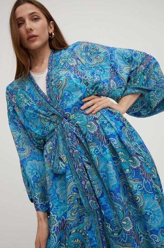Answear Lab kimono jedwabne niebieski K01.WK
