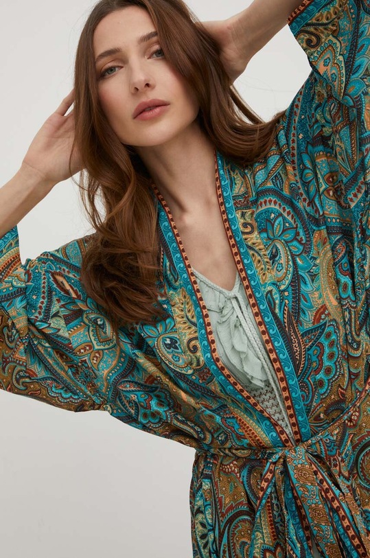 Answear Lab kimono jedwabne zielony K04.WK