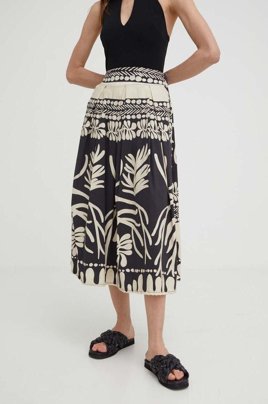 Answear Lab fustă din bumbac cu modele negru mk106.w