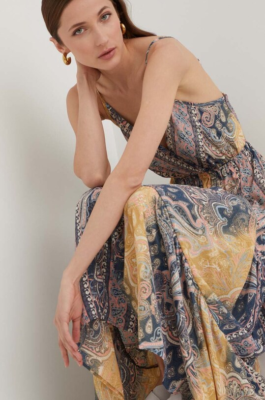 Answear Lab sukienka jedwabna casual granatowy m.003.4WK