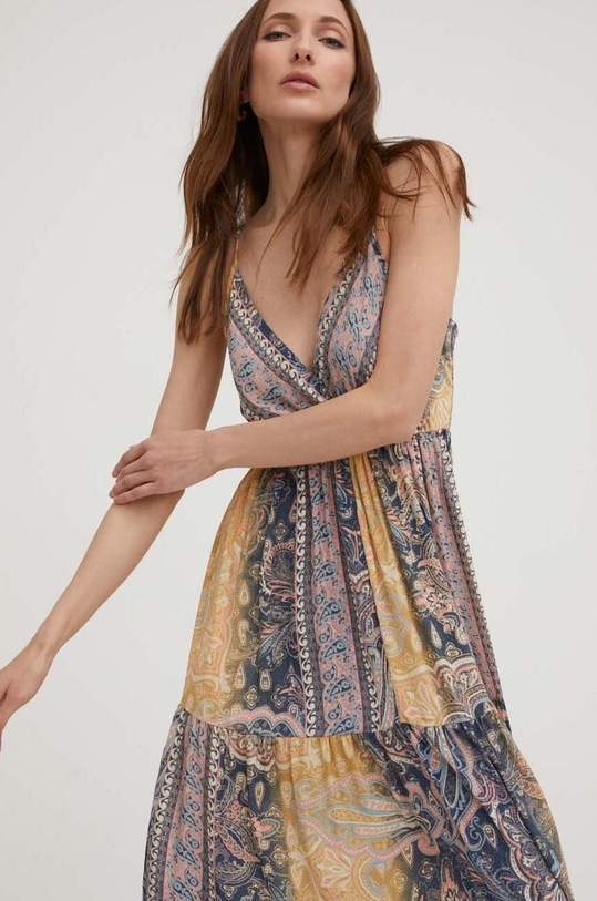 Answear Lab sukienka jedwabna m.003.4WK granatowy