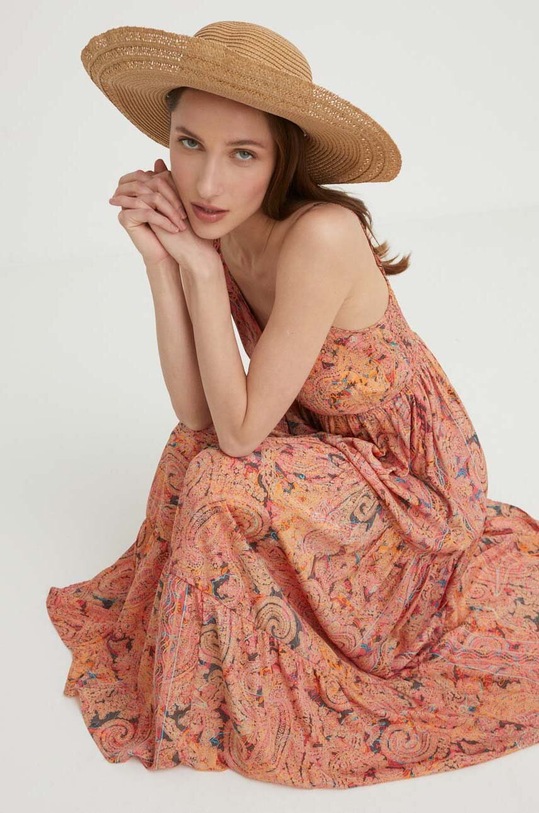 Answear Lab sukienka jedwabna casual pomarańczowy m.003.5WK