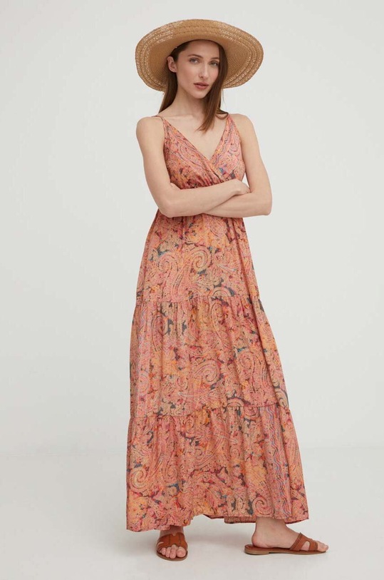 Answear Lab sukienka jedwabna m.003.5WK pomarańczowy WW23