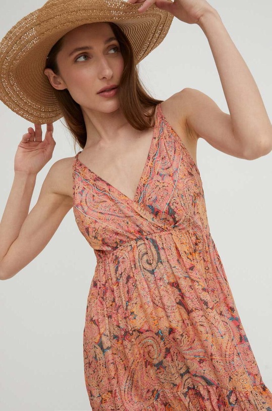 Answear Lab sukienka jedwabna pomarańczowy m.003.5WK