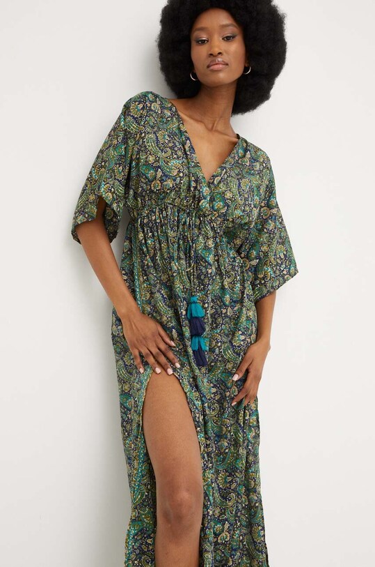 Answear Lab rochie din matase 21172.KK verde