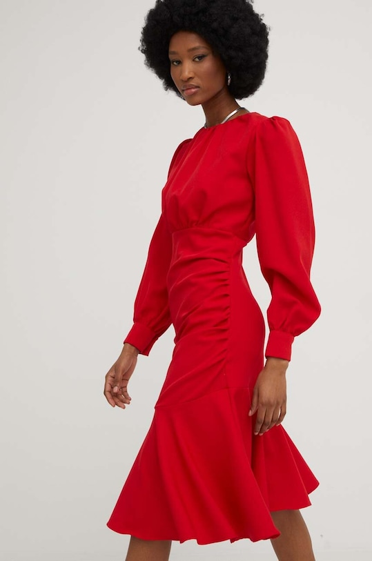 Answear Lab sukienka tkanina czerwony 1A.KK