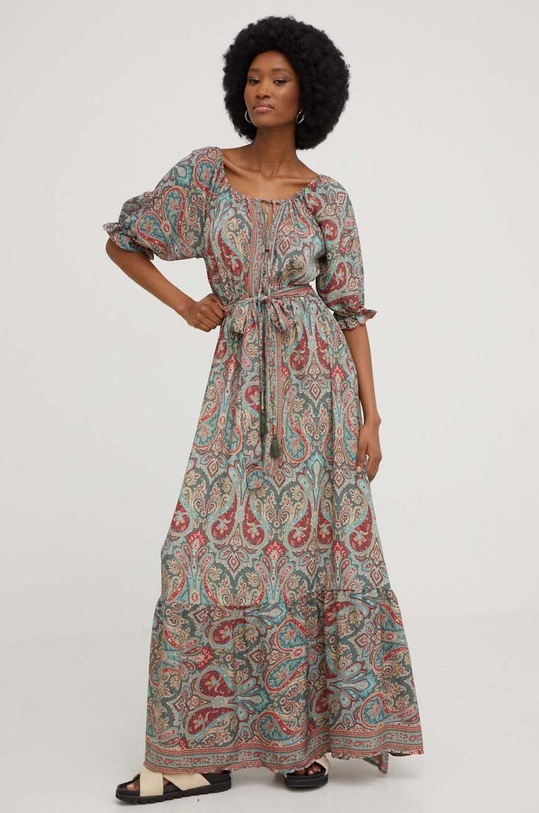 Hedvábné šaty Answear.LAB LD1237.WK červená WW23