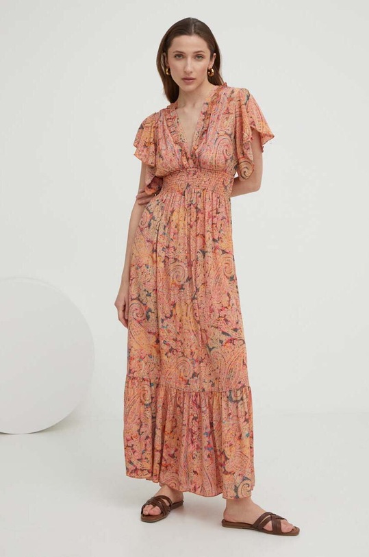 Answear Lab sukienka jedwabna casual pomarańczowy m.034or.WK