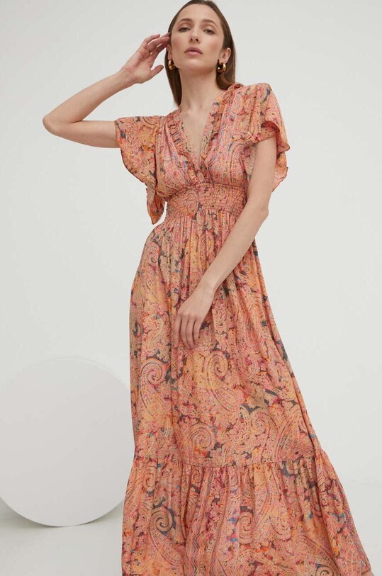 Answear Lab sukienka jedwabna m.034or.WK pomarańczowy WW23