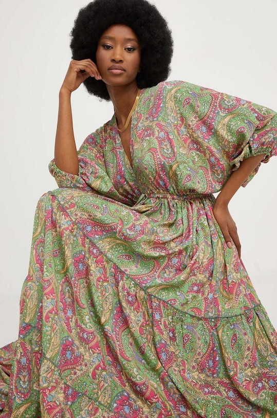 Answear Lab sukienka jedwabna Vestito.KK zielony WW23