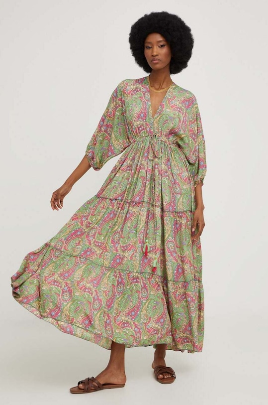 Odzież Answear Lab sukienka jedwabna Vestito.KK zielony