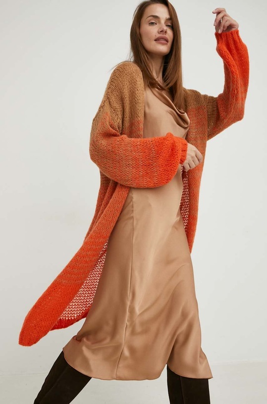 Answear Lab kardigan z wełną pomarańczowy 2505.h