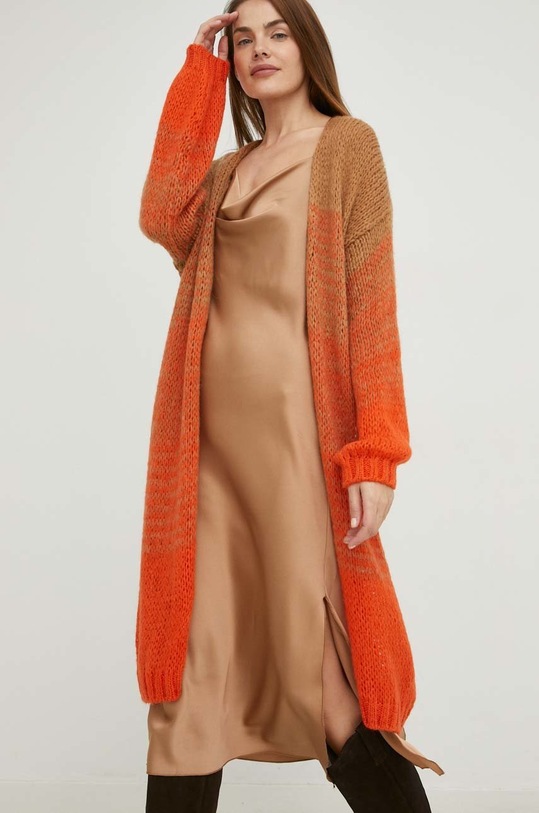 Answear Lab kardigan z wełną 2505.h pomarańczowy