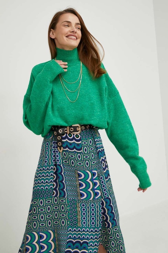 Answear Lab sweter z wełną z domieszką wełny zielony 10121.h