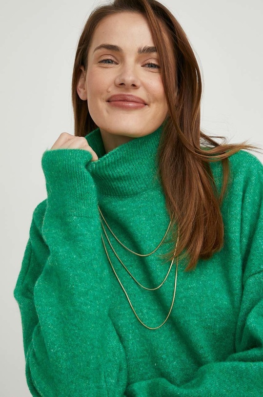 Answear Lab sweter z wełną zielony 10121.h