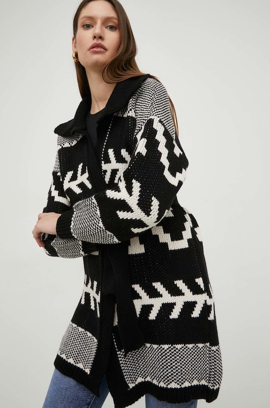 Answear Lab cardigan de lana cu modele negru 4016.h