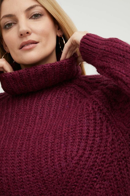 Vlněný svetr Answear.LAB sweterfigo.h burgundské
