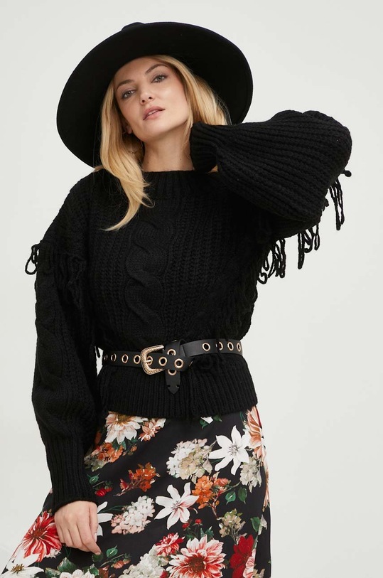 Pulover z volno Answear Lab Debela črna 4219.h