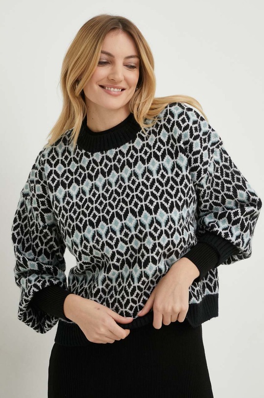 Answear Lab pulover de lana groase negru 2217.w