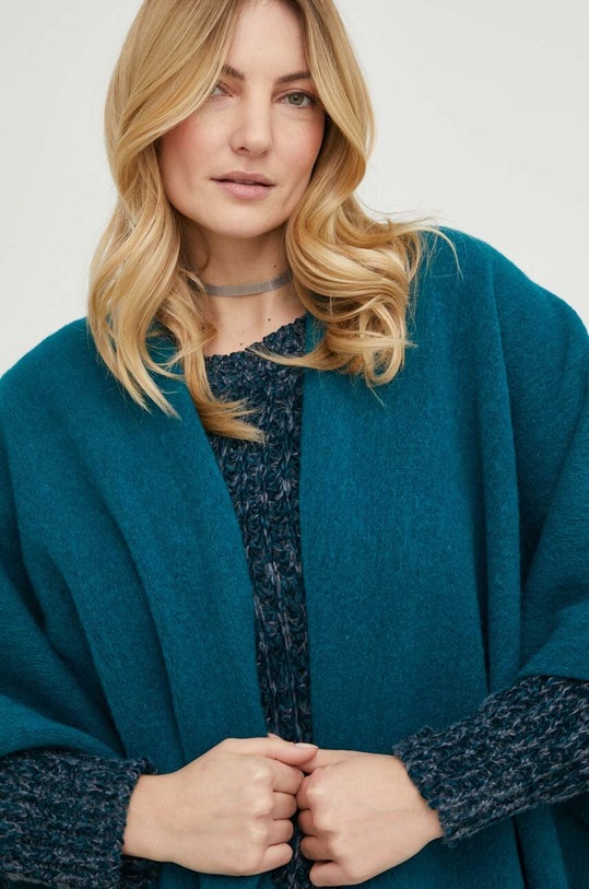 Answear Lab poncho z wełną zielony 82803.WK
