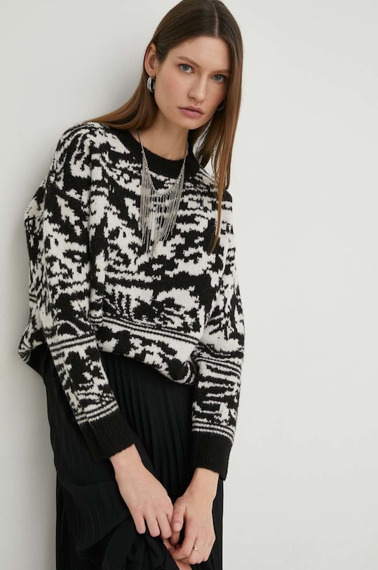 Vlnený sveter Answear.LAB s prímesou vlny čierna YU3123.h