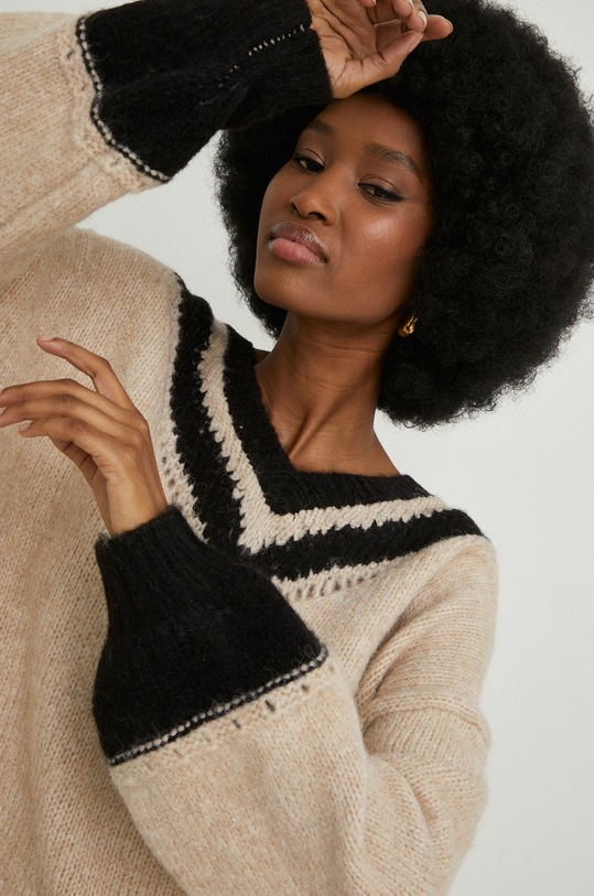 Answear Lab sweter z wełną brązowy hp575.3w