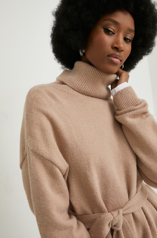 Answear Lab sweter z wełną brązowy 98250.5w