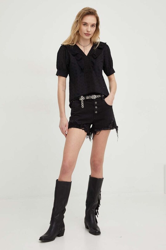 Answear Lab szorty jeansowe jk322.2.w1 czarny WW23