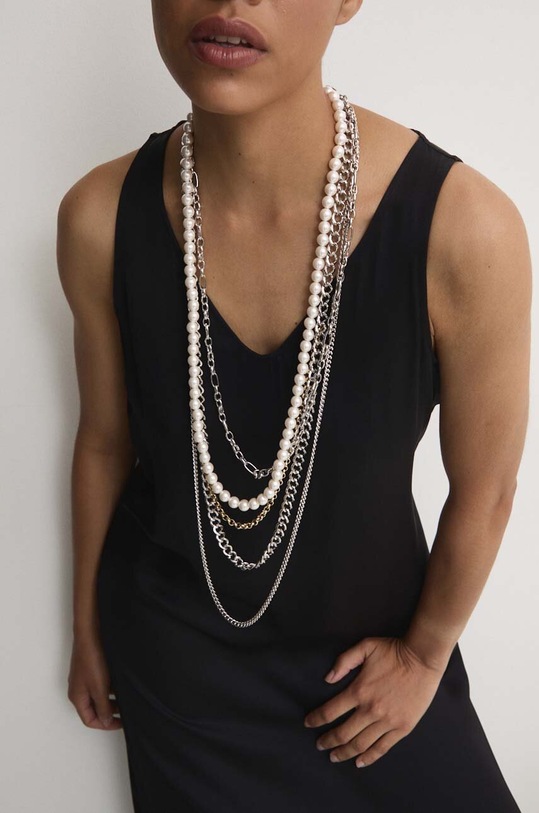 Answear Lab colier argintiu 5row.fh