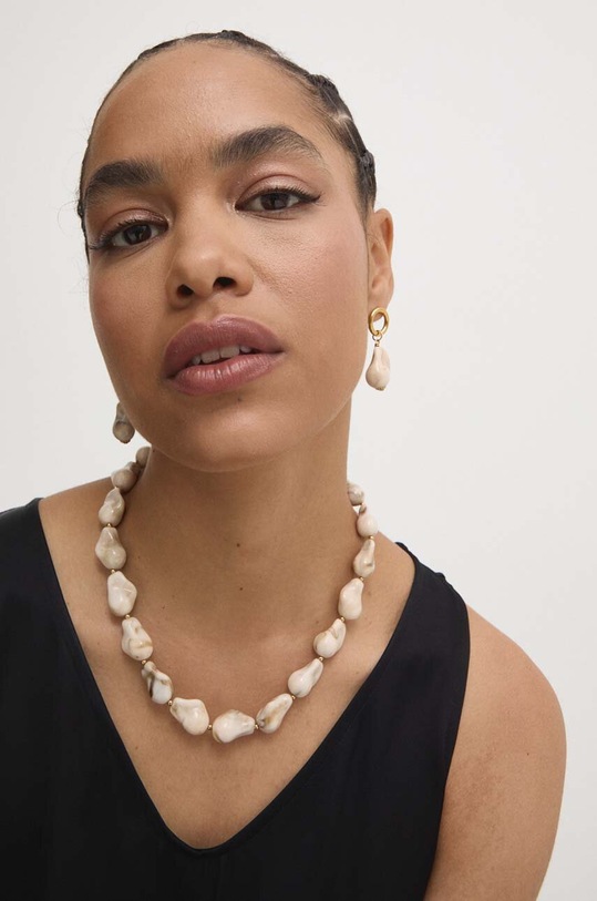 Κολιέ και σκουλαρίκια Answear.LAB μπεζ 41298.41284.fh