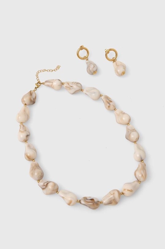 Κολιέ και σκουλαρίκια Answear.LAB 41298.41284.fh μπεζ WW24