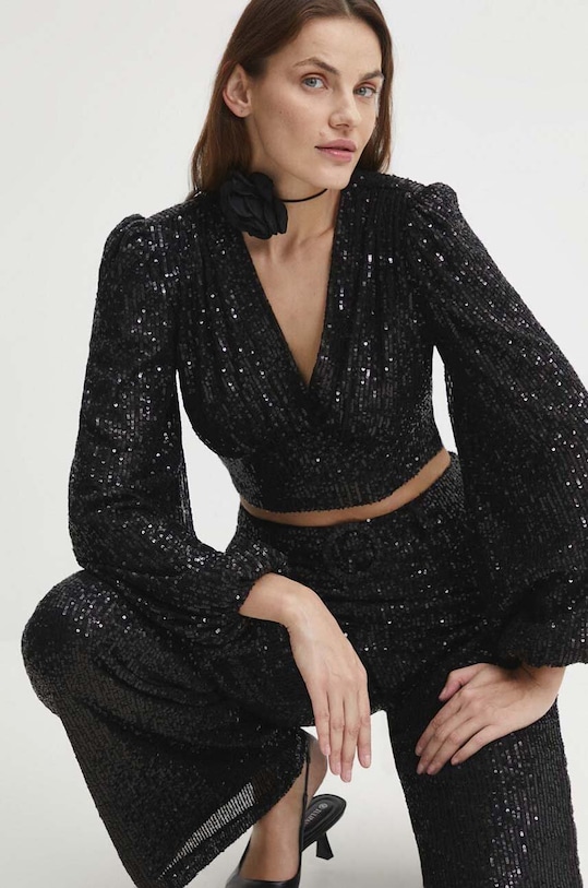 Answear Lab bluza imprimeu negru 1525.TWK