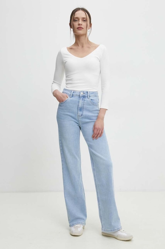 Answear Lab bluzka z elastanem biały 30228.TKK