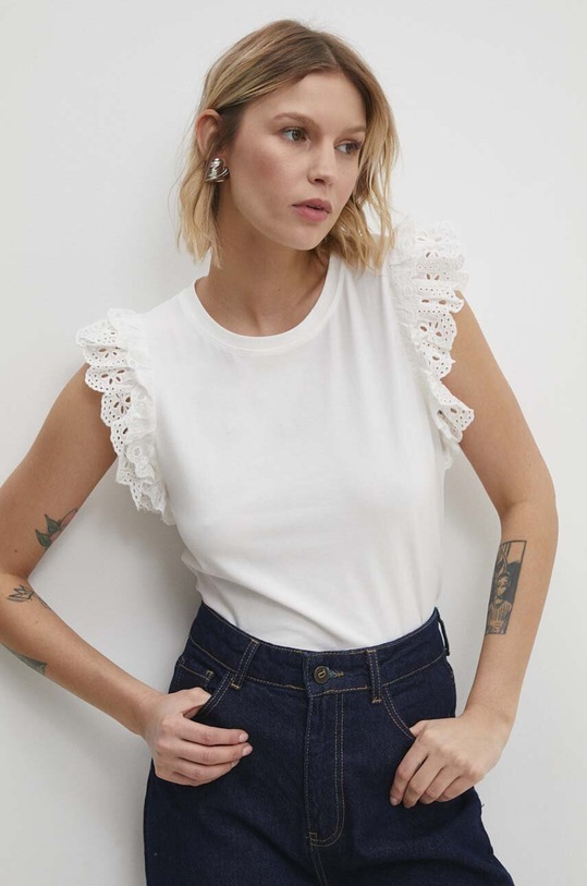 Μπλουζάκι Answear.LAB λευκό QED3104.gdb