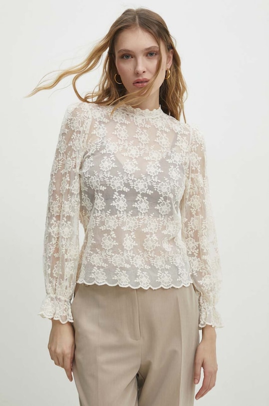 Answear Lab bluza cu modele bej 81006.FKK