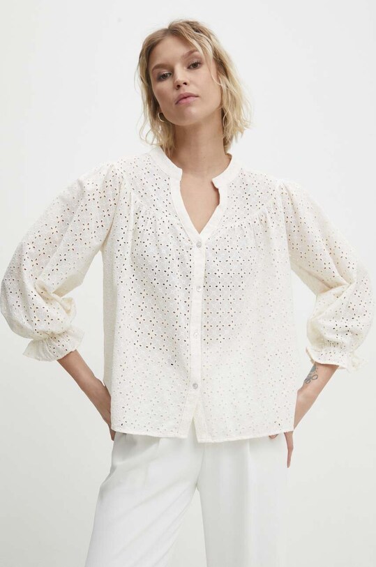 Answear Lab bluza din bumbac fixat alb 6876.TKK