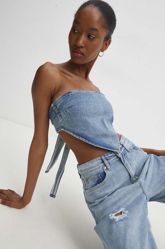 Бавовняна блузка Answear.LAB блакитний 6222.TKK