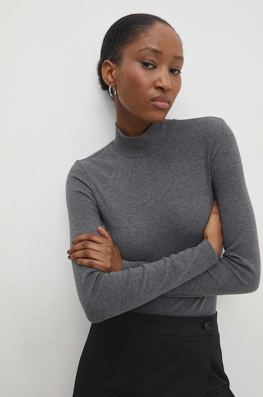 Answear Lab longsleeve z elastanem szary 5127.TKK
