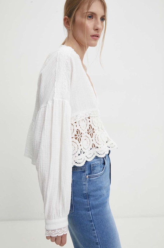 Pamučna majica Answear.LAB bez uzorka bijela 9297.HWK