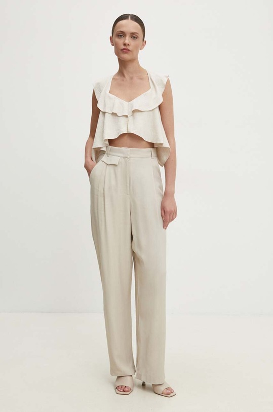 Lněná halenka Answear.LAB W24S.LF.071413.tjs béžová WZ24